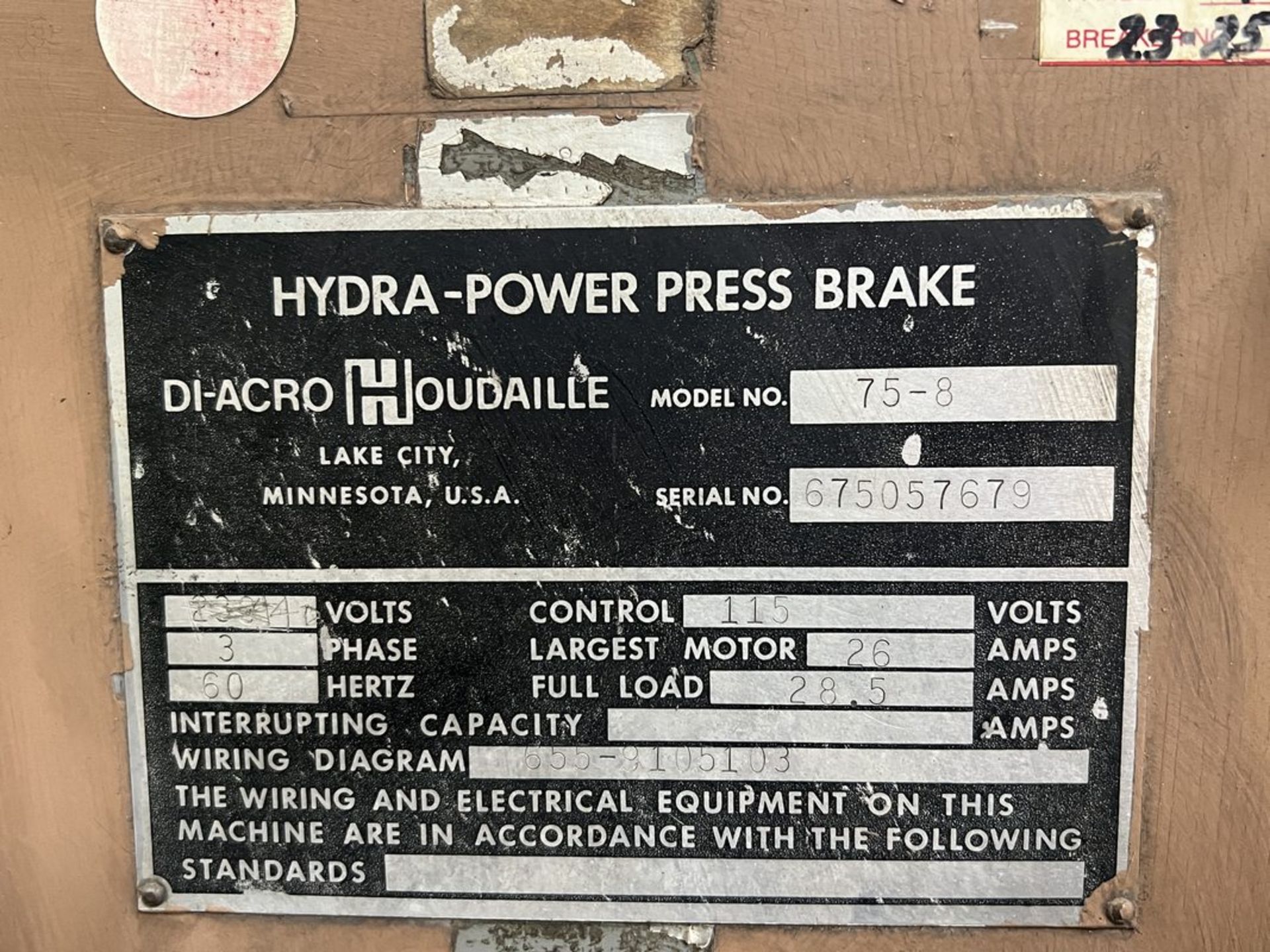 Di-Acro 75-8 75-Ton x 8' CNC Hydra-Mechanical Press Brake - Image 11 of 12