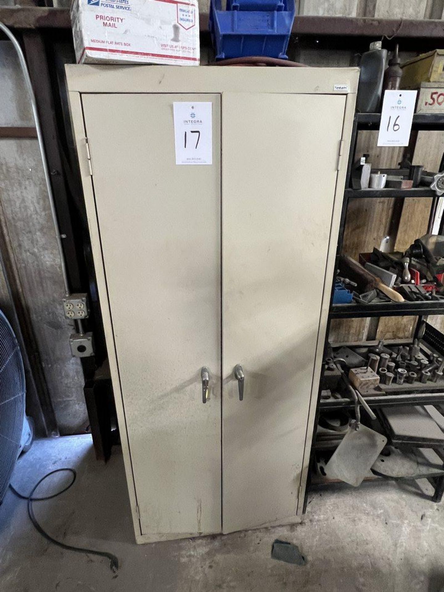 2-Door Steel Storage Cabinet with Contents