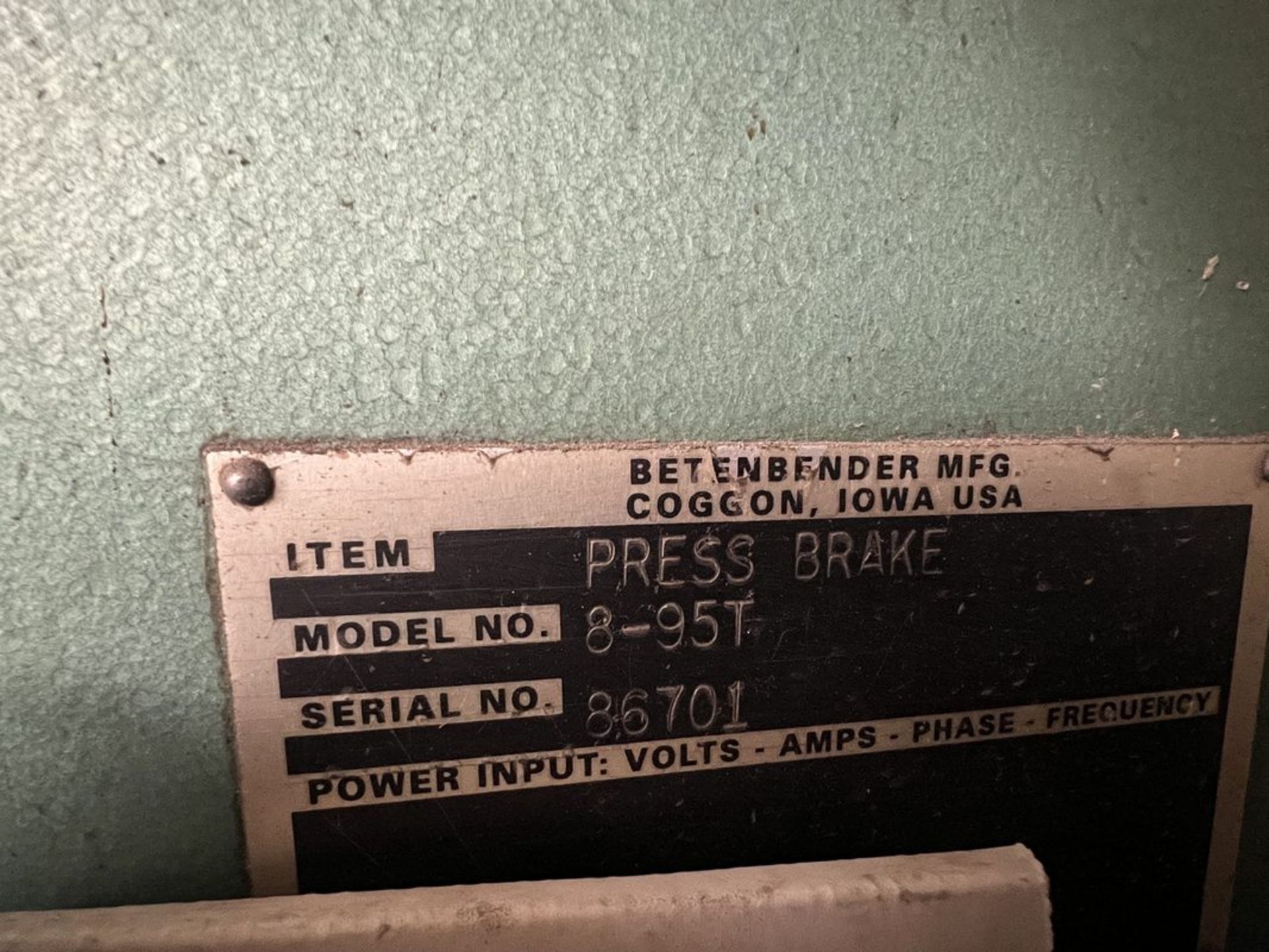 Betenbender 8-95T 95-Ton x 8' CNC Hydraulic Press Brake - Image 9 of 10