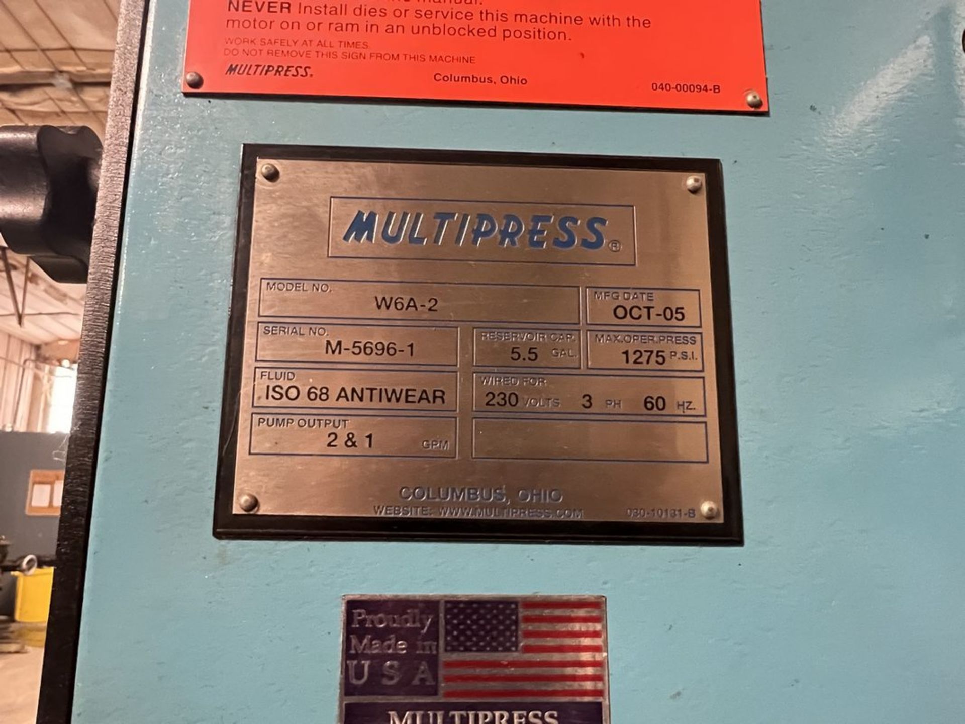 Multipress W6A-2 2-Ton Hydraulic Press - Image 5 of 5