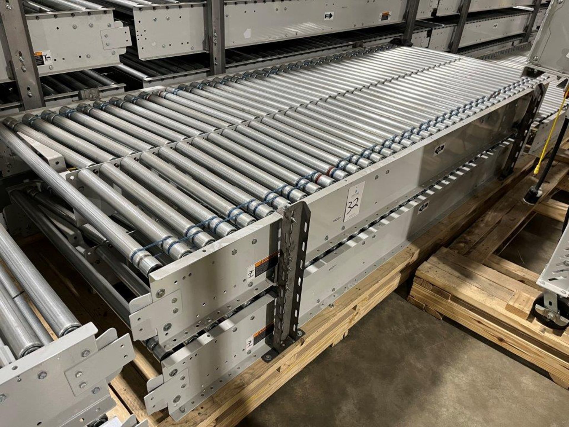 (2) Sections 48" x 10' Skew Left Power Roller Conveyor