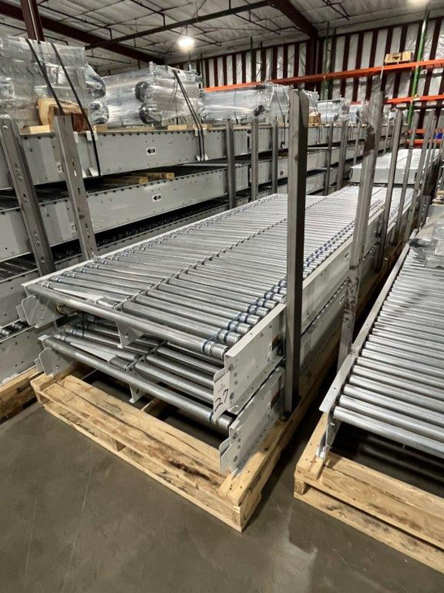 (3) Sections 48" x 10' Skew Left Power Roller Conveyor