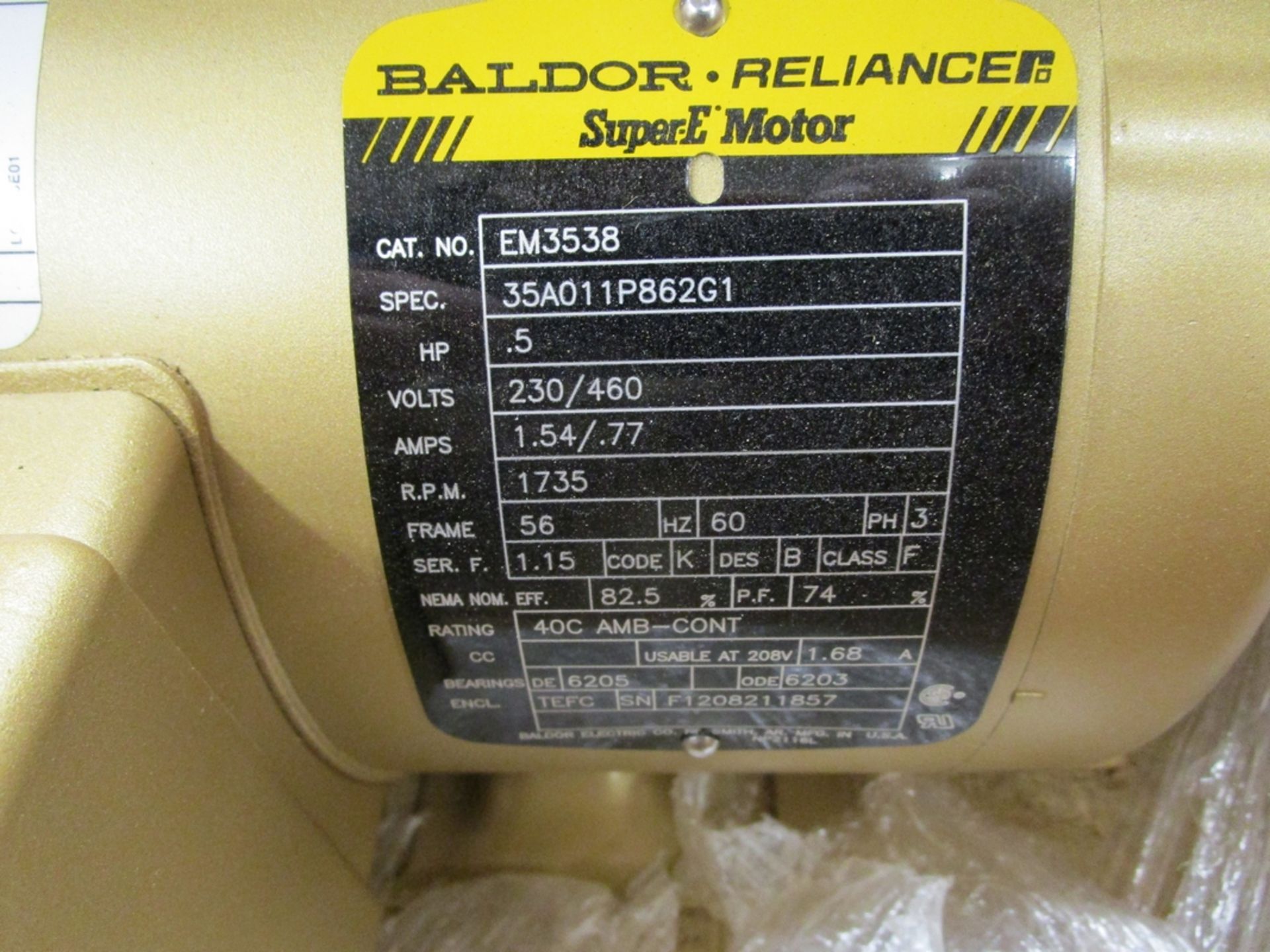 Baldor 1/2-HP Super-E Induction Motor - Image 3 of 3