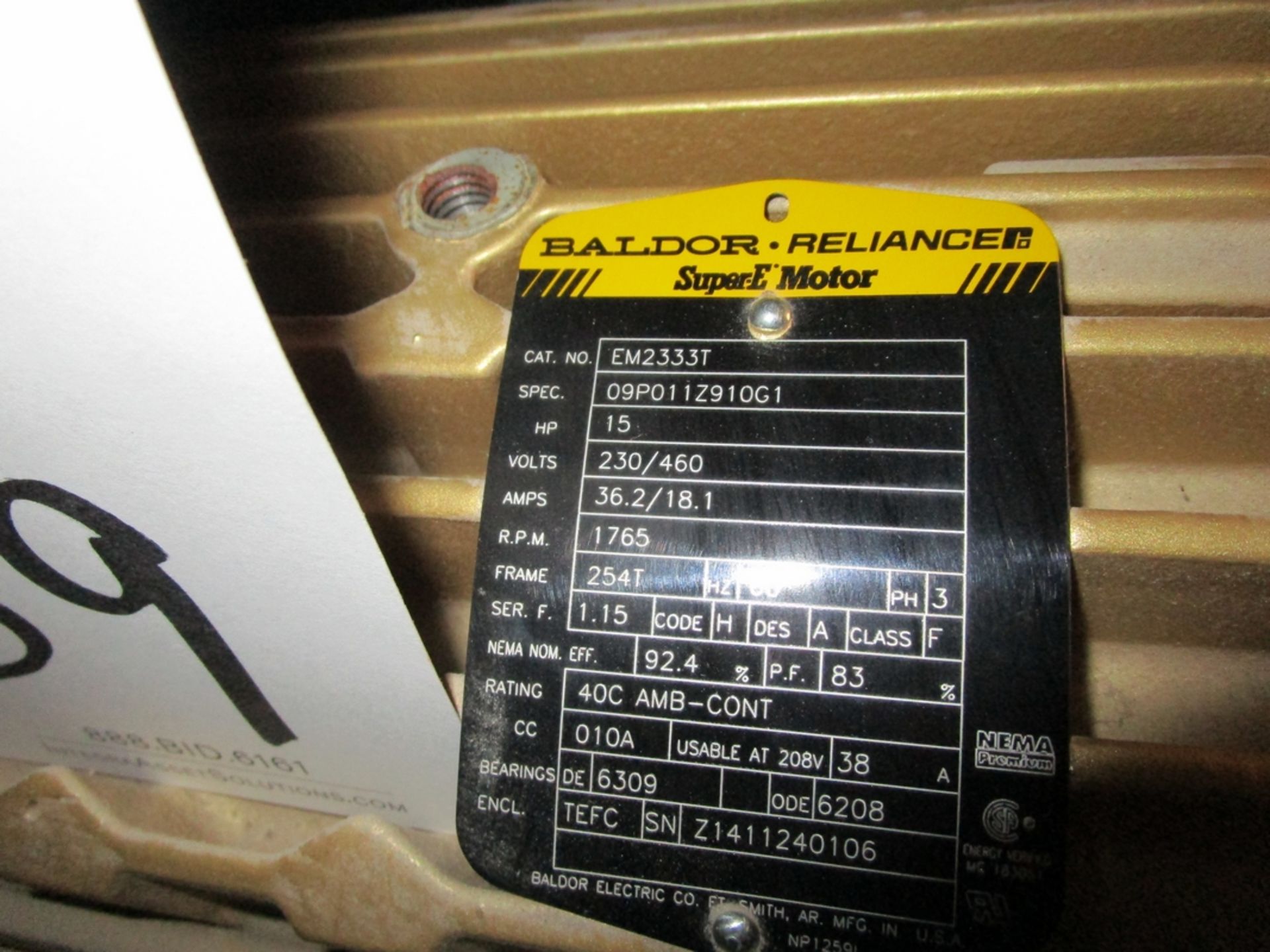 Baldor 15-HP Induction Motor - Image 2 of 2