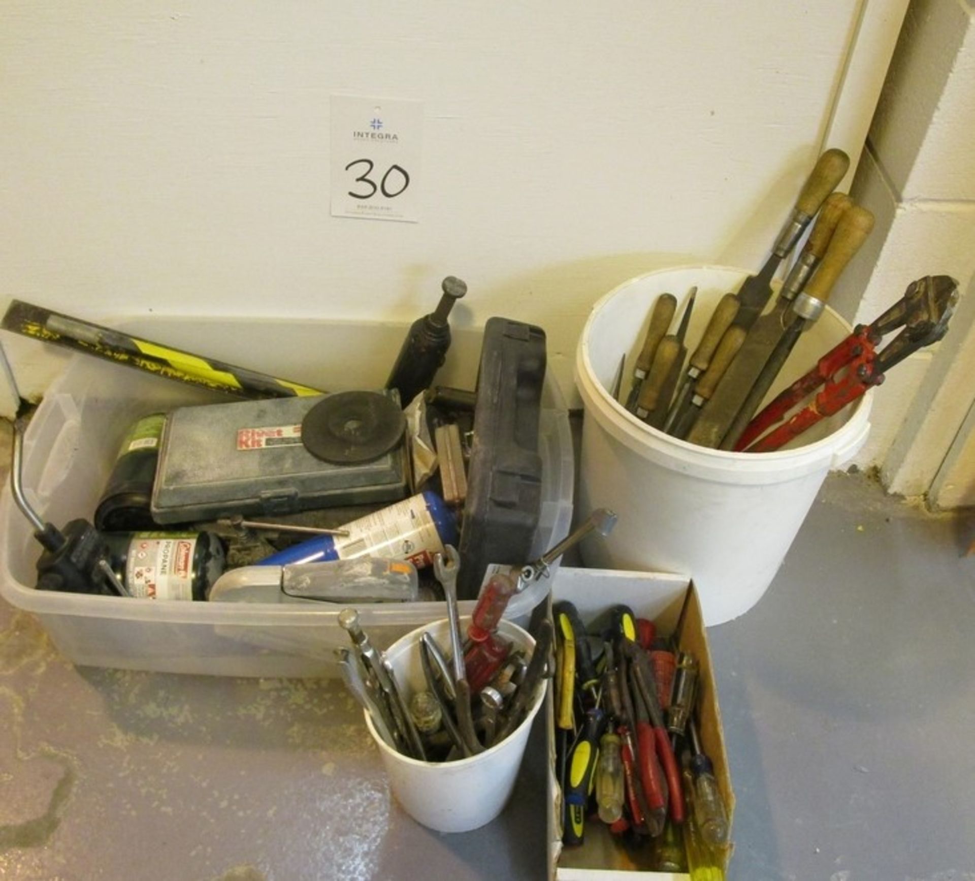 Assorted Shop Tools Including Files, Wrenches, Screwdrivers, Rivet Gun