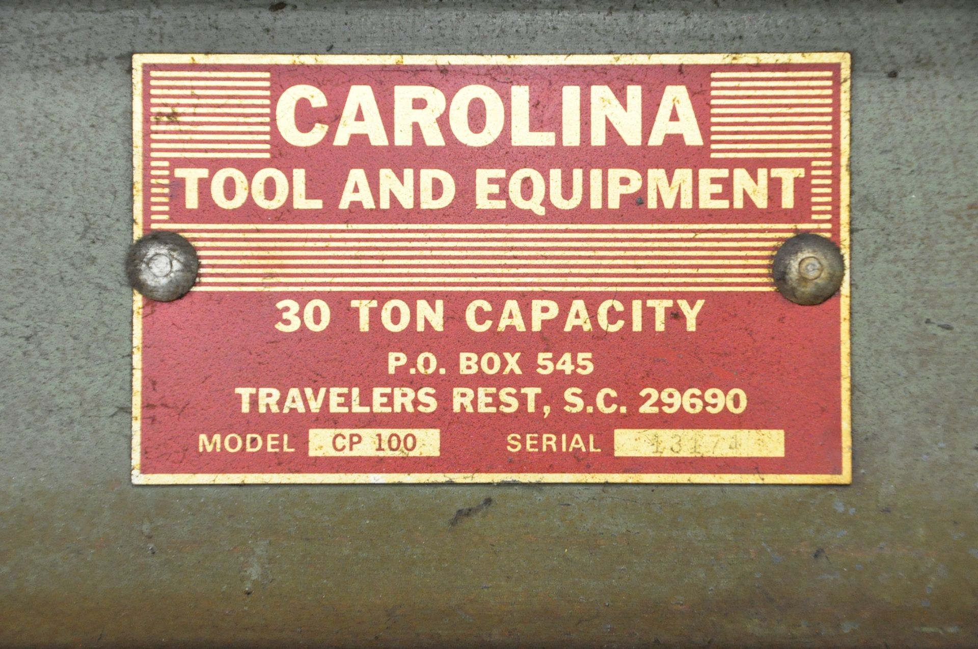 Carolina Model CP 1100, 30-Ton Capacity Hydraulic H-Frame Shop Press - Image 2 of 2