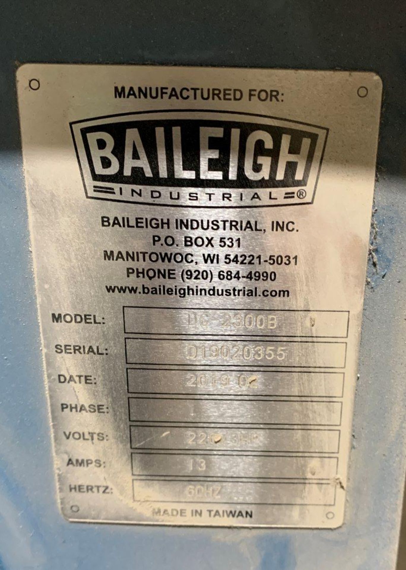 Baileigh Industrial 3hp Single Bag Dust Collector - Image 2 of 2