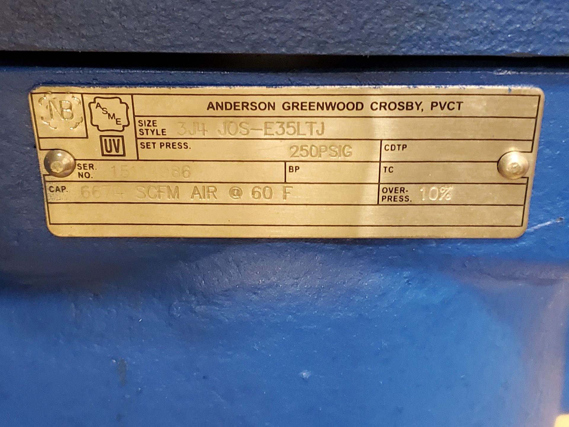 (5) Anderson Greenwood Crosby #3J4 JOS-E35LTJ Relief Valves - Image 2 of 2