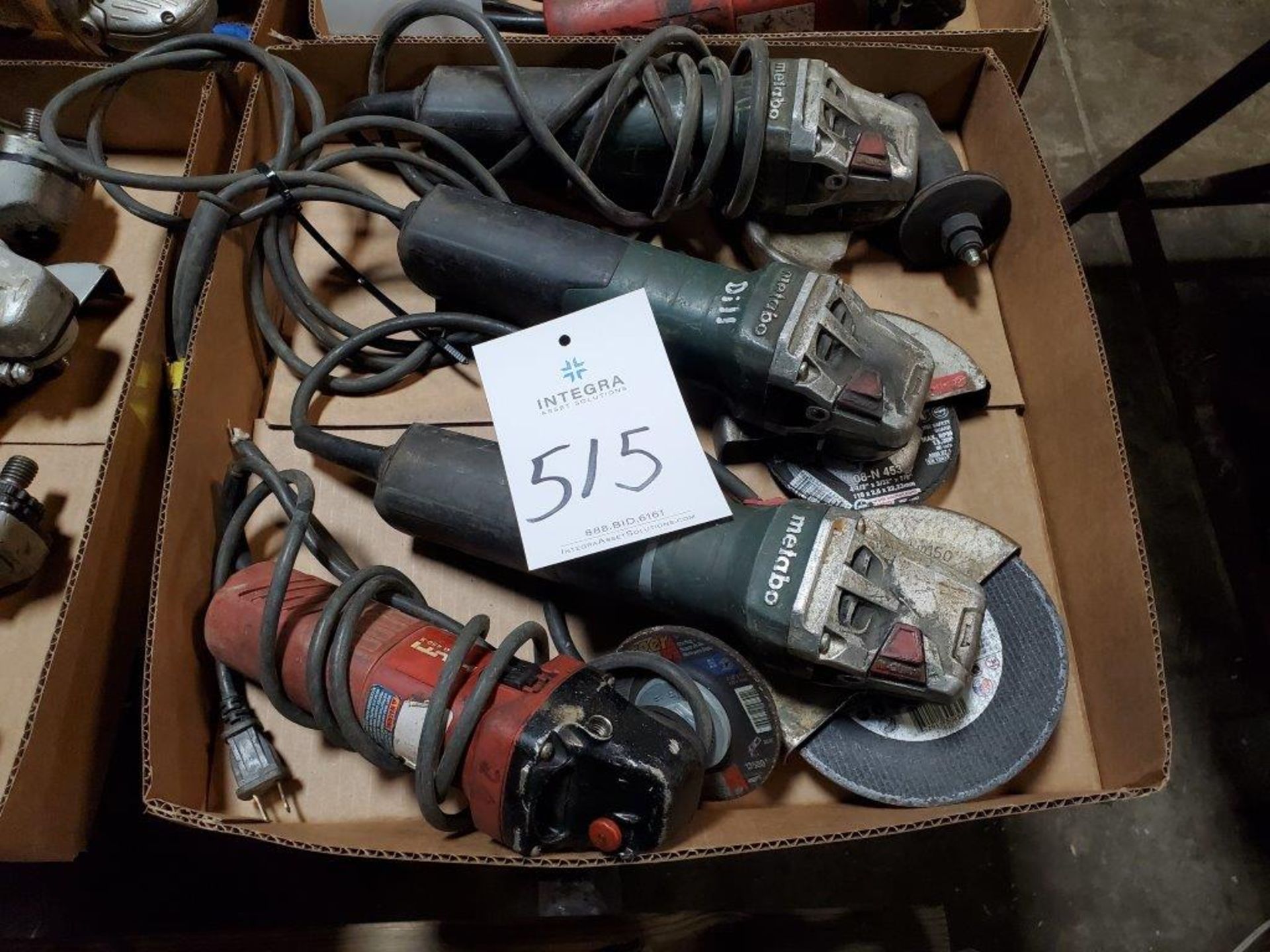 (4) Assorted 4 1/2" Electric Angle Grinders