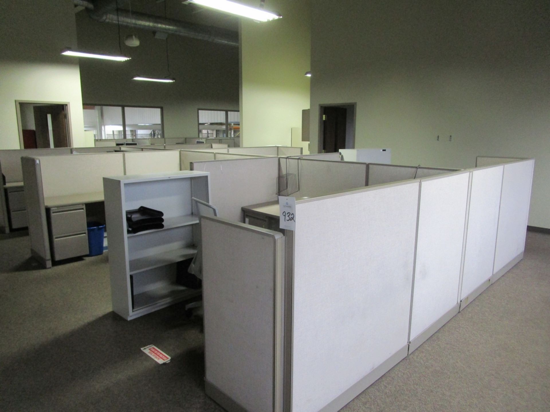 (8) Office Partion Sections With Chairs , Desk , File Cabinets