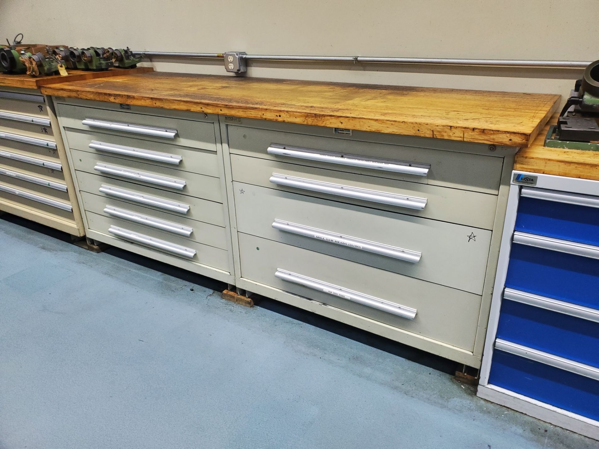 (2) Nu-Era Cabinets, 36" H x 44" W x 28" Deep, (1) 6-Drawer, (1) 4-Drawer w/ 30" x 92" Wood Bench T