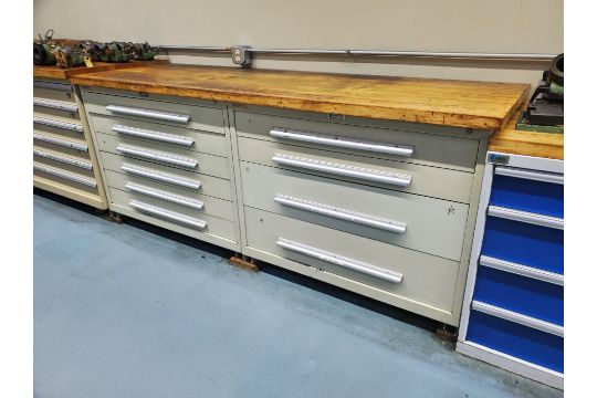 (2) Nu-Era Cabinets, 36" H x 44" W x 28" Deep, (1) 6-Drawer, (1) 4-Drawer w/ 30" x 92" Wood Bench T