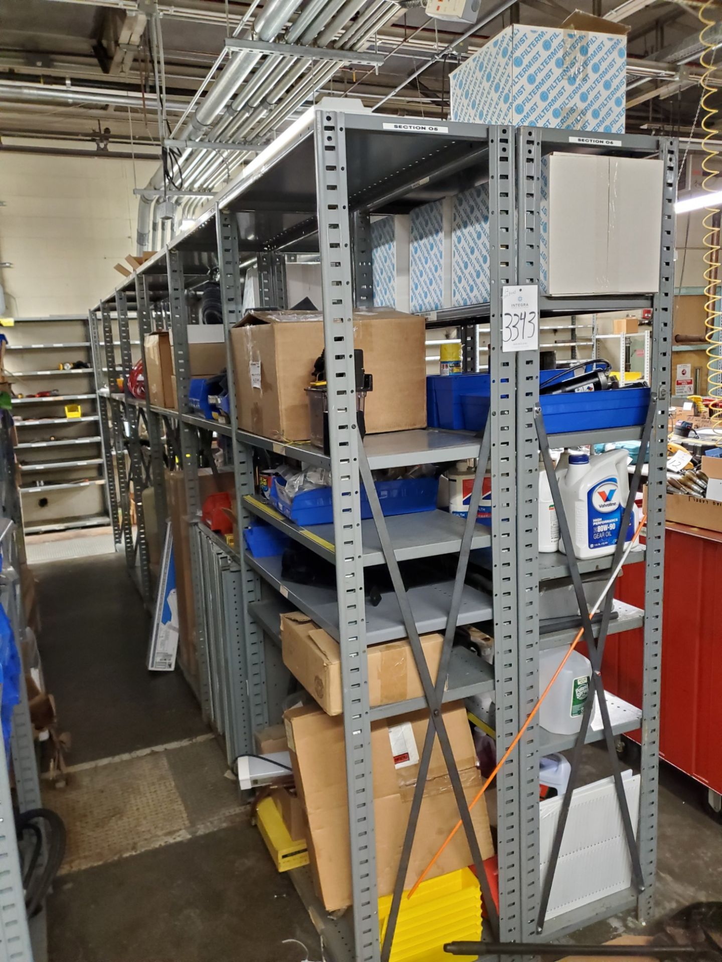 12-Sections of Metal Shelving w/ Contents of Machine Parts & Facility Maintenance