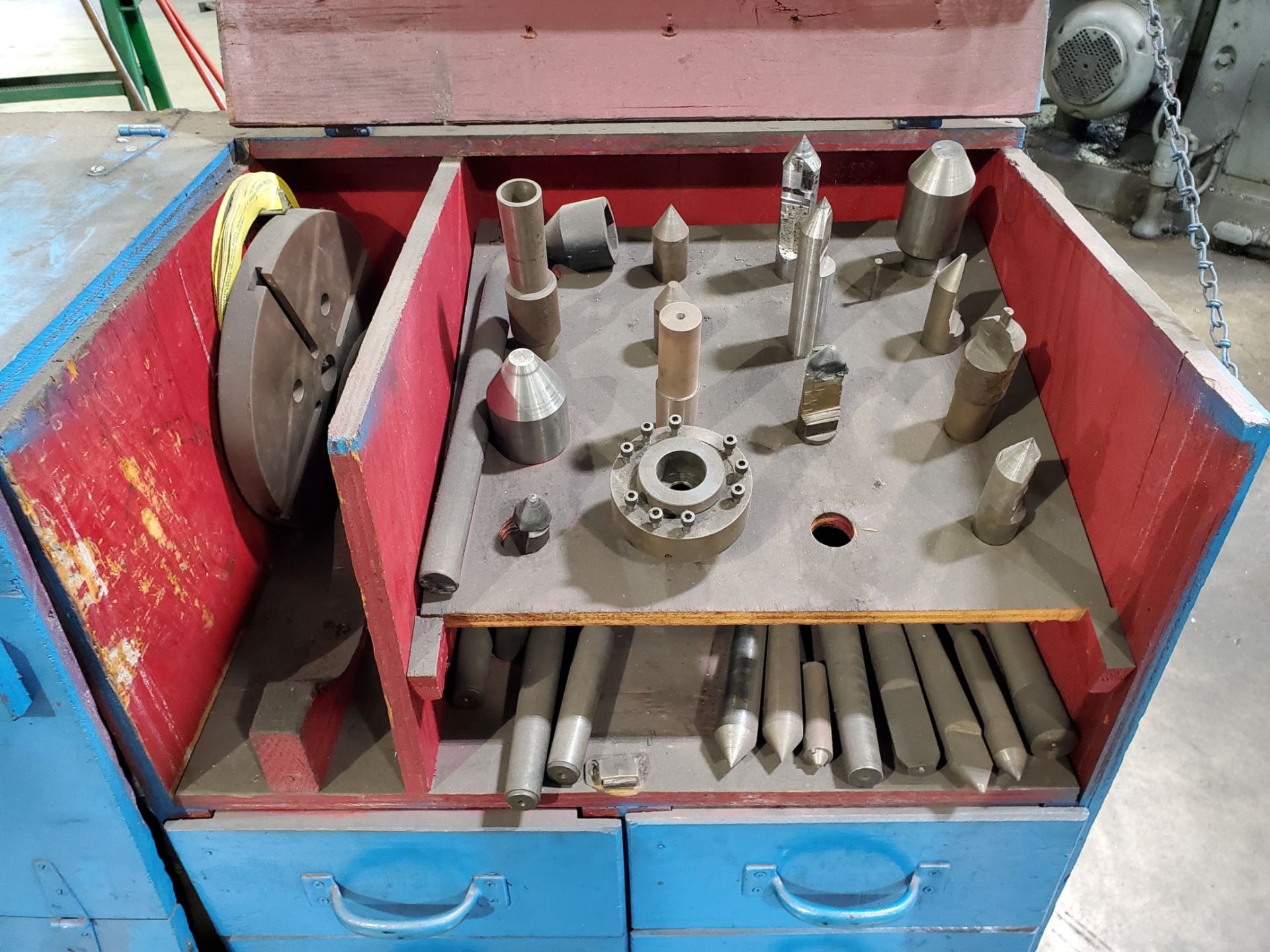 Assorted Cylindrical Grinder Tooling w/ Wood Cabinet - Image 2 of 3