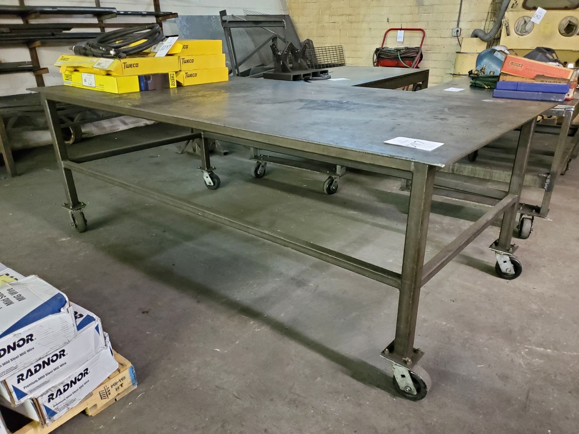 48" x 96" x 3/8" Steel Table on Casters