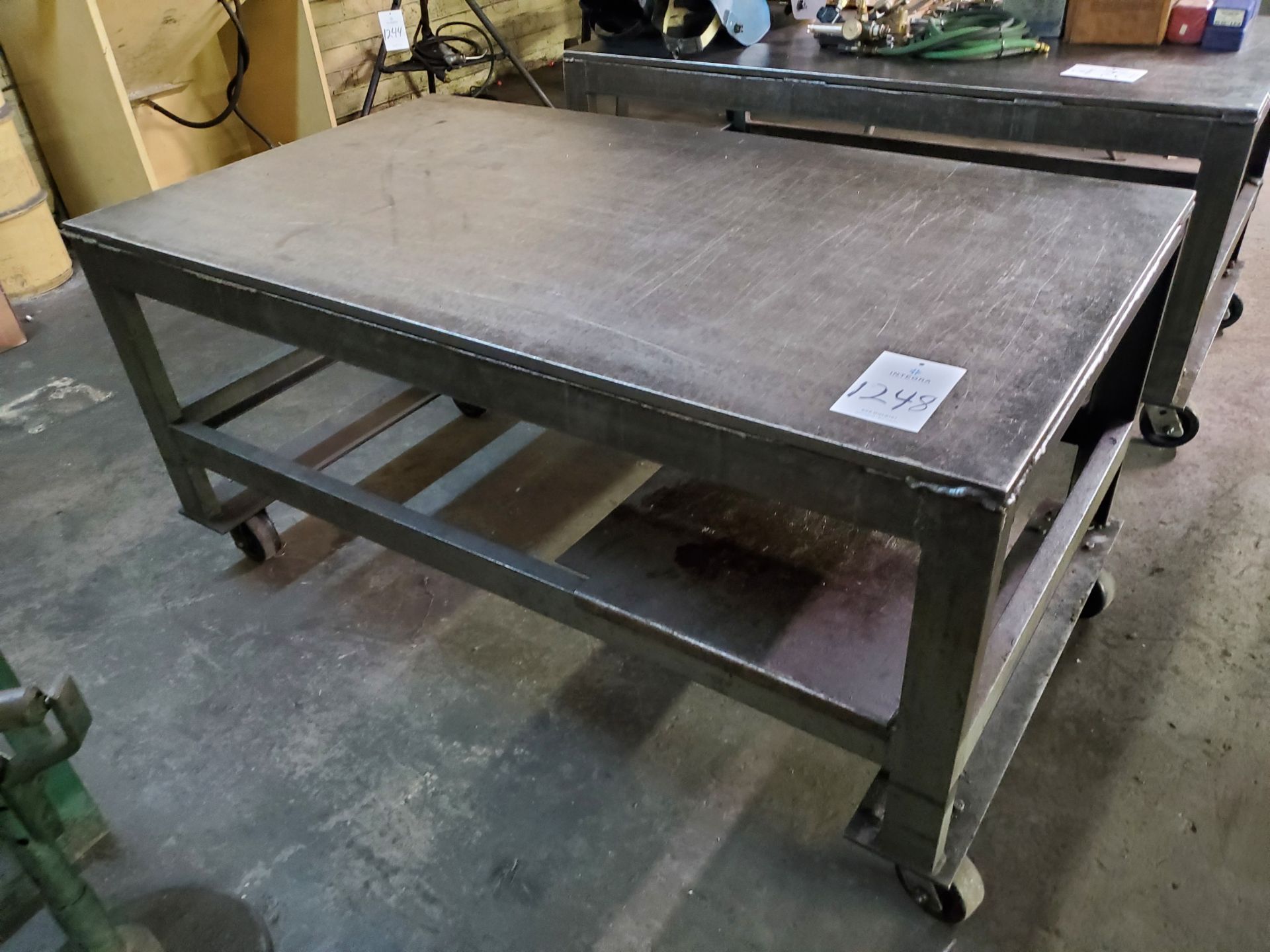 36" x 64" x 3/4" Steel Table on Casters