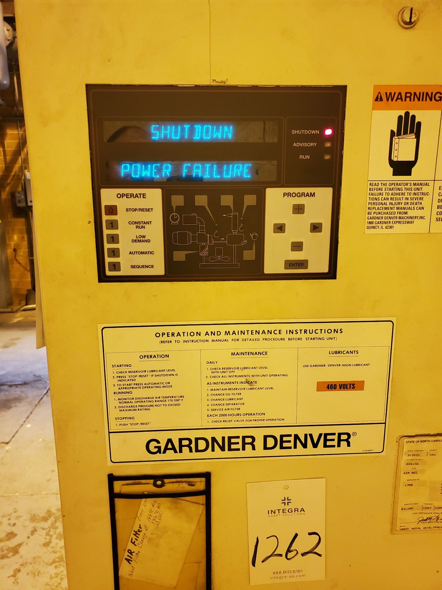 Garner Denver EAUSQG 250-HP Rotary Screw Air Compressor - Image 3 of 3