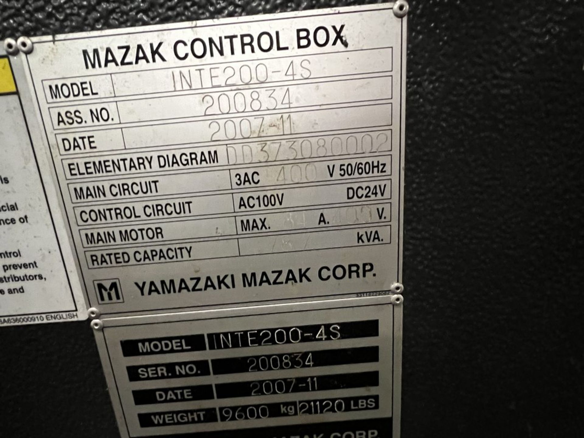 Mazak Integrex 200-4S CNC Turning Center, S/N 200834, 2007 - Image 8 of 23