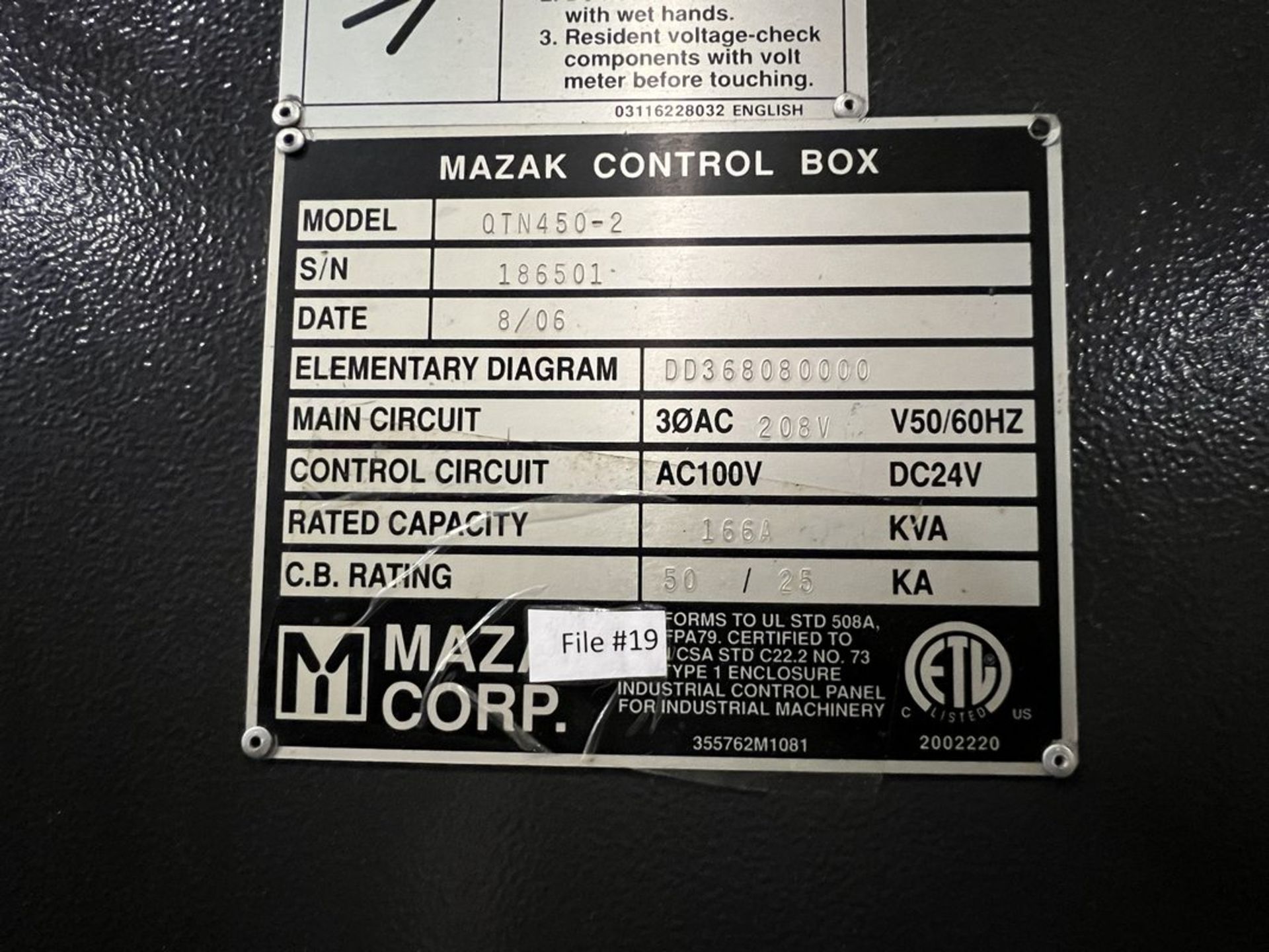 Mazak QTN450-2 CNC Lathe, S/N 186501, 2006 - Image 5 of 21