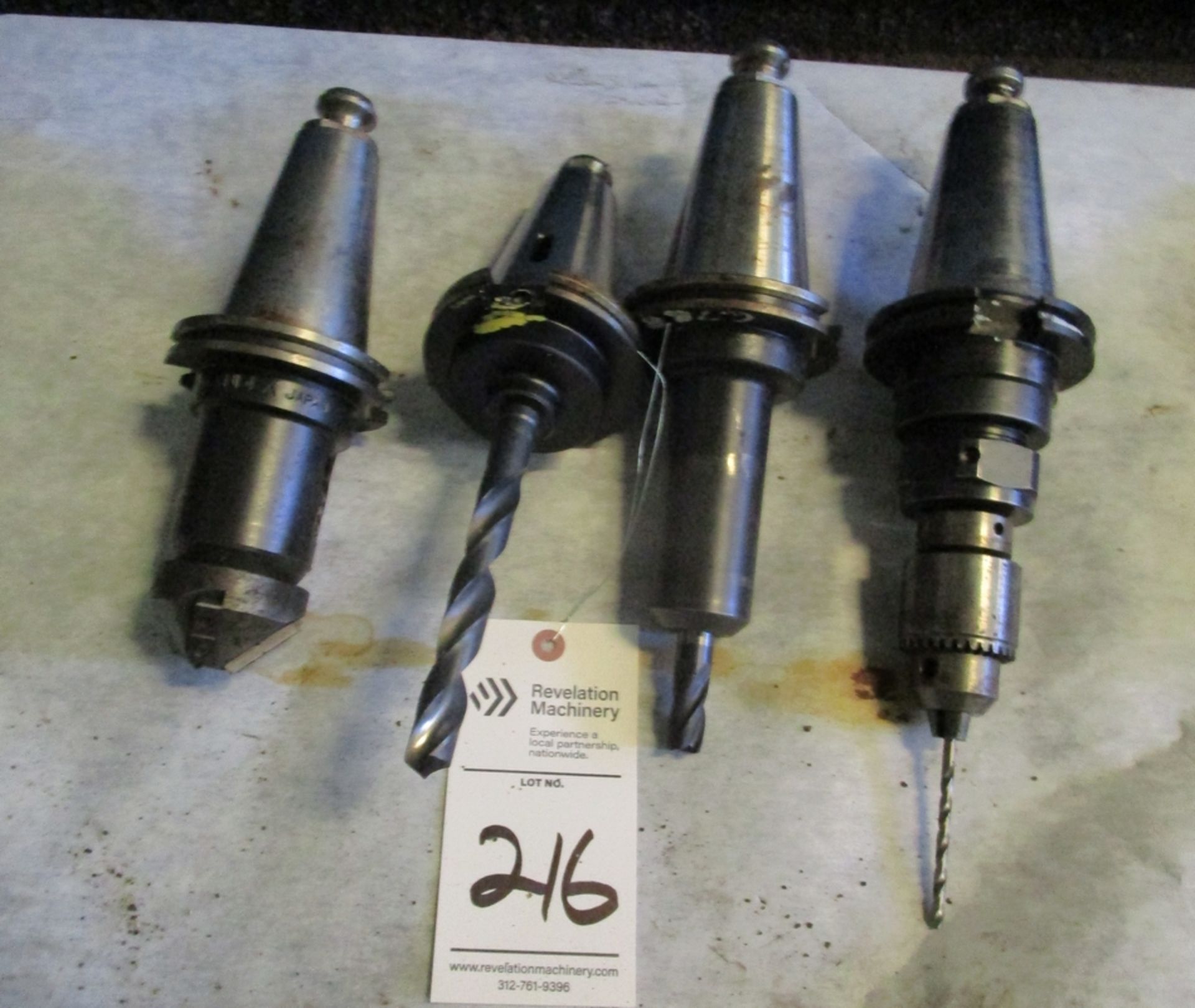 Lot of (4) CT 50-Taper End Mill Holders with Tooling