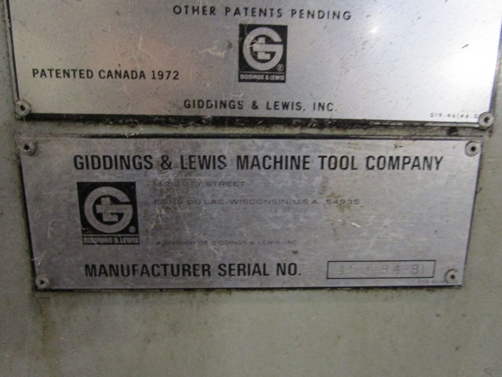 Giddings & Lewis 450 6" Table Type Horizontal Boring Machine, S/N 450-84-81 - Image 7 of 10