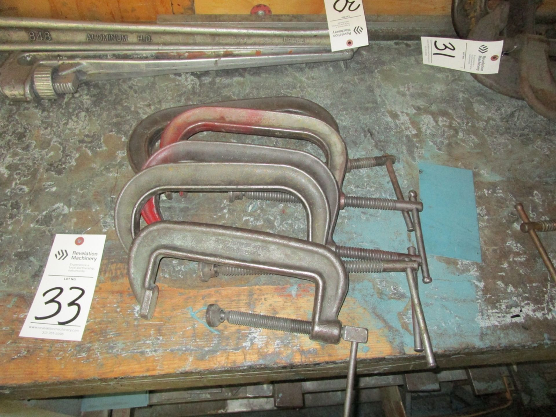 Lot of (5) Assorted C-Clamps