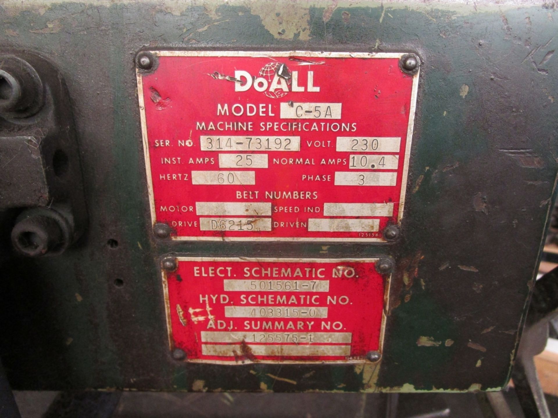 DoAll C-916A 10" x 16" Horizontal Band Saw - Image 3 of 5