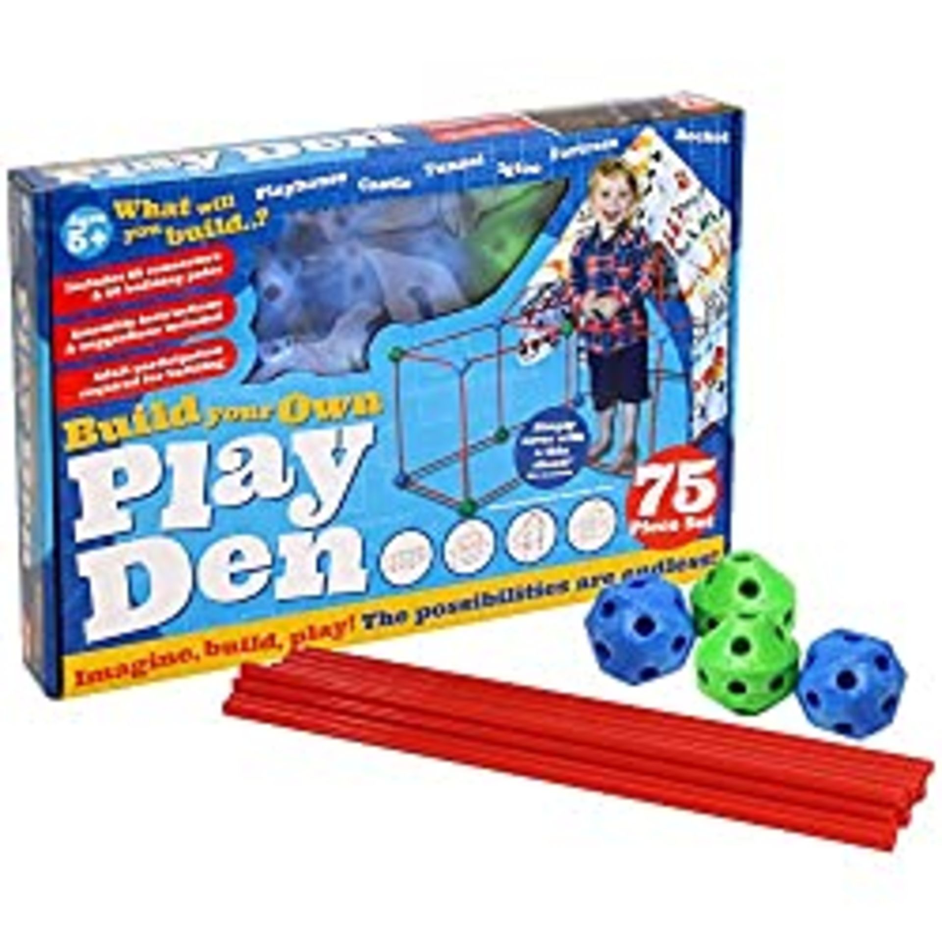 RRP £25.20 TheWorks Build Your Own Den - 75 Piece Kit