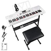 RRP £133.92 Vangoa Piano Keyboard 61 Lighted Key Music Keyboard with Stand