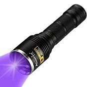 RRP £39.36 ALONEFIRE SV13 Powerful 15W 365nm UV Torch USB Rechargeable