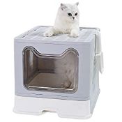 RRP £39.98 Vealind Foldable Cat Litter Tray Cats Litter Box with