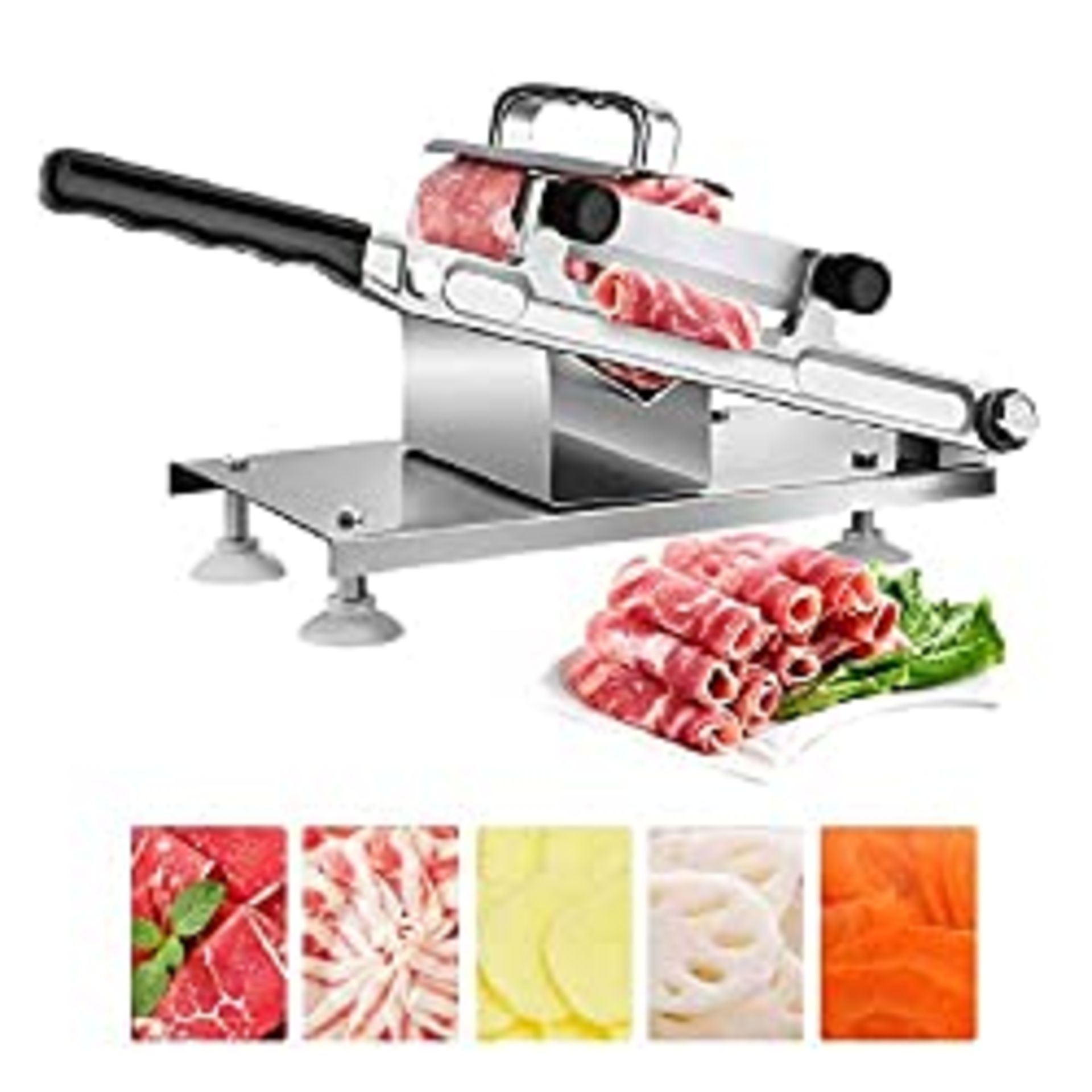 RRP £39.98 uyoyous Frozen Meat Slicer Manual Meat Slicers Stainless