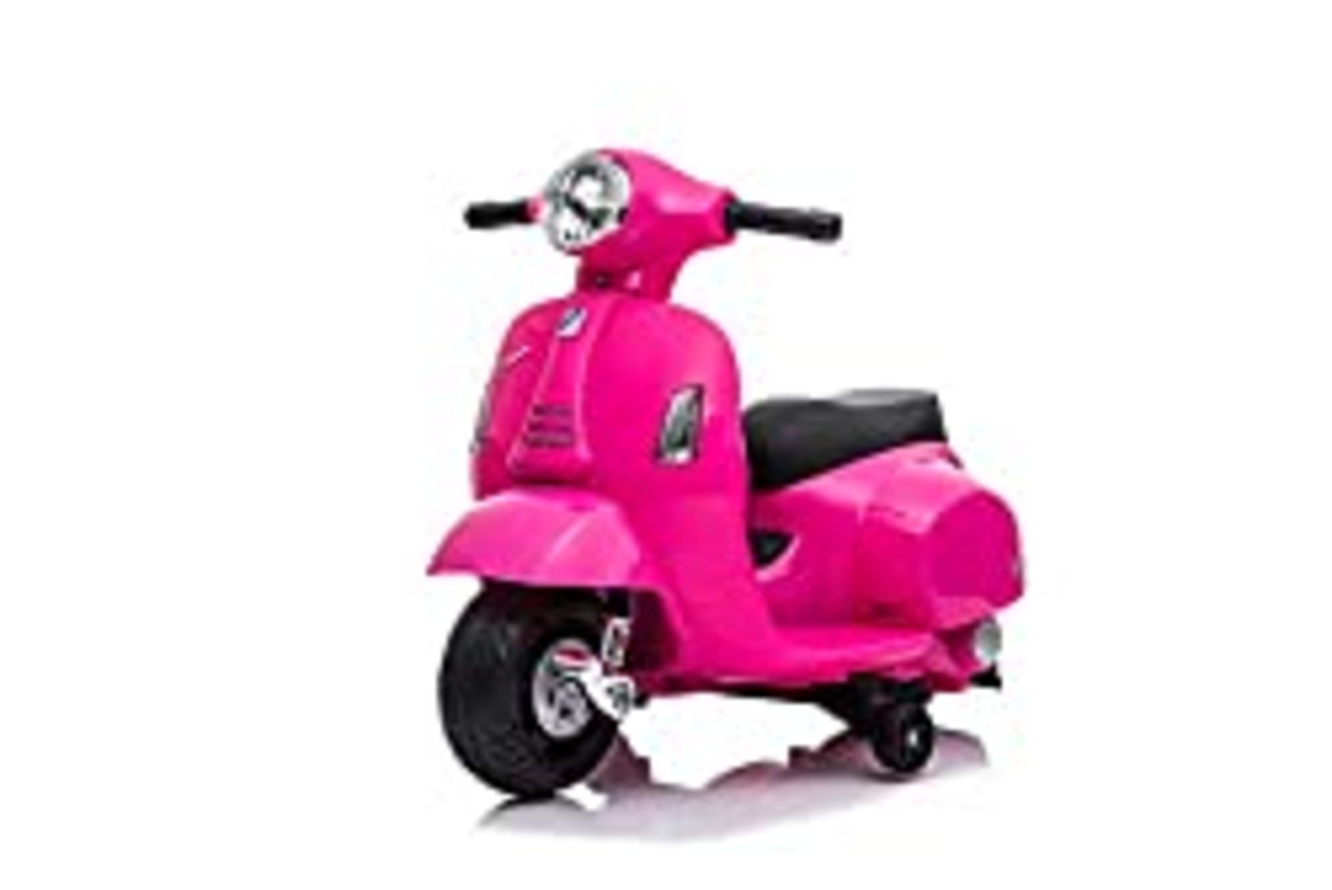 RRP £69.98 Vespa GTS Licensed 6V Ride On Scooter Bike with Training Wheels (PINK)