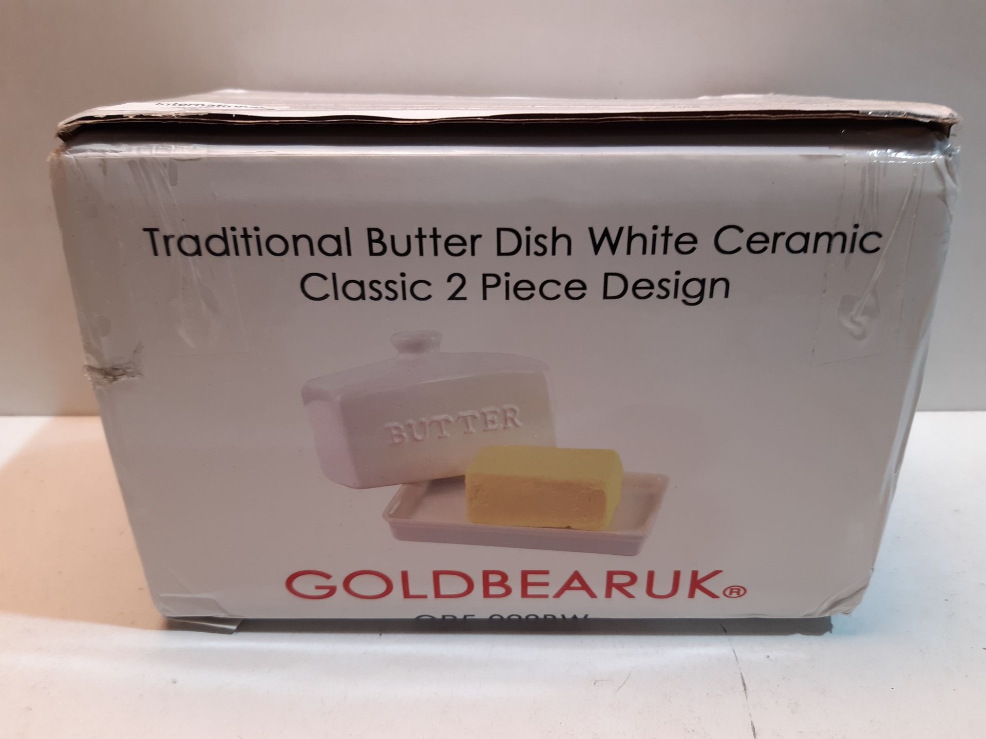 RRP £12.78 Traditional Butter Dish White Ceramic Classic 2 Piece Design - Image 2 of 2