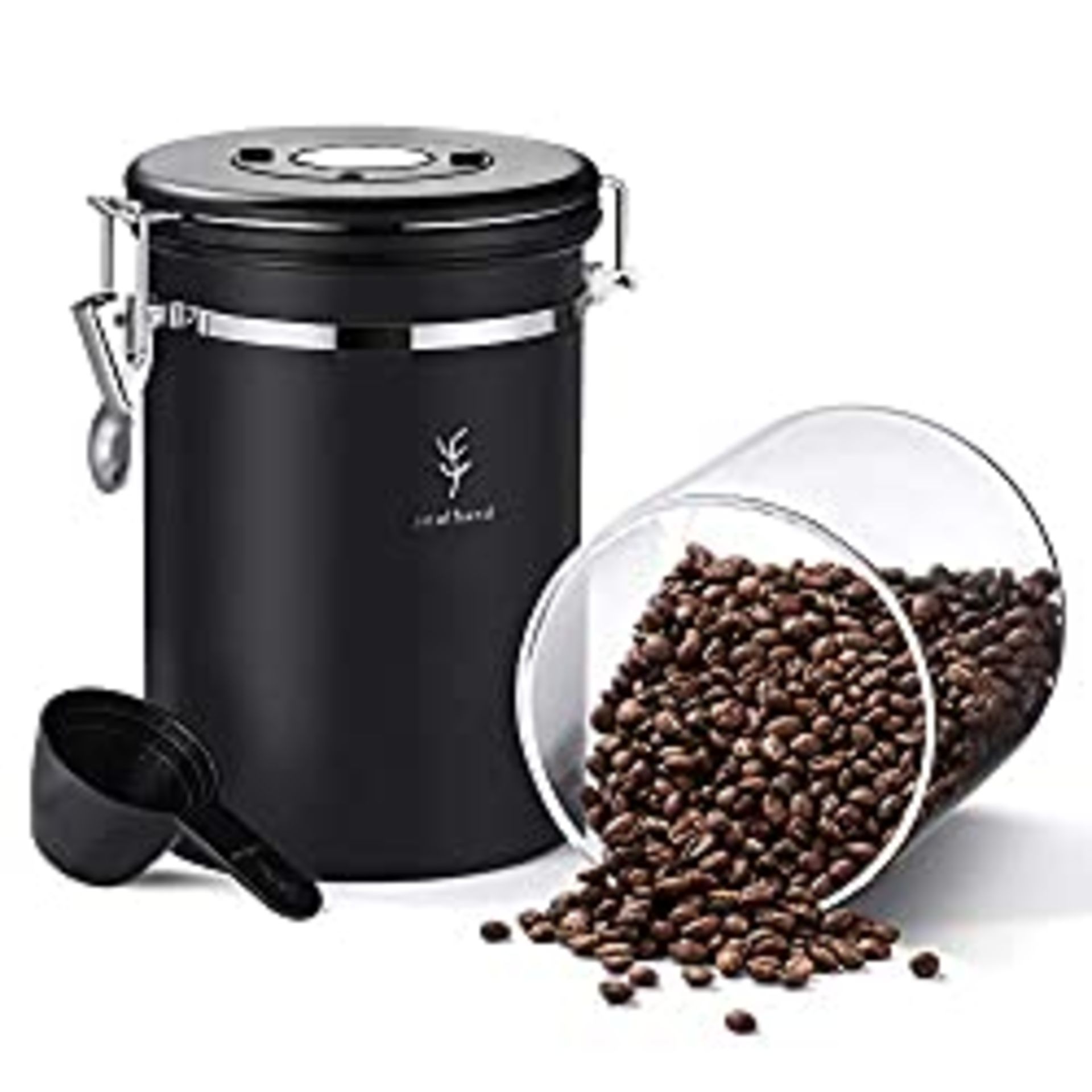 RRP £32.99 Soulhand 600g/21oz Coffee Canister Built-in Inner Glass with Airtight Lid