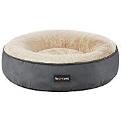 RRP £15.97 FEANDREA Dog Bed, Doughnut Cat Bed, Round, 50 cm Dia, Dark Grey PGW050G02