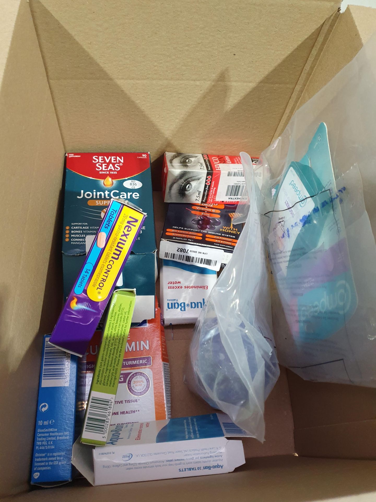 X 11 ITEMS TO INCLUDE SEVEN SEAS JOINT CARE, EYEDROPS, NEXUM, COMPEED AND MORE Condition