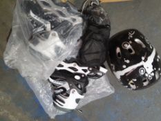 ROLLER BLADES, HELMET, KNEE/ARM PAD SET IN BLACK/WHITECondition ReportAppraisal Available on Request