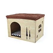 RRP £46.99 SONGWAY Cat Pet Bed House- Footstool Style Cat Cave Puppy Kennel