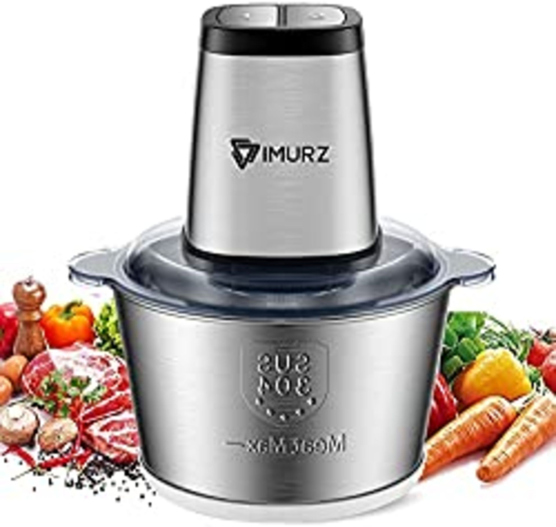 RRP £22.94 Mini Chopper Electric Food Processor with 2 Litre Stainless Steel Bowl