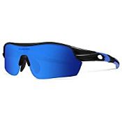 RRP £18.40 Queshark Polarized Sports Sunglasses with 4 Interchangeable