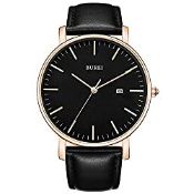 RRP £27.37 BUREI Ultra Thin Minimalist Modern Mens Watch Classy