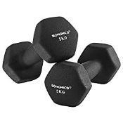 RRP £22.63 SONGMICS Set of 2 Dumbbells Weights Vinyl Coating Gym