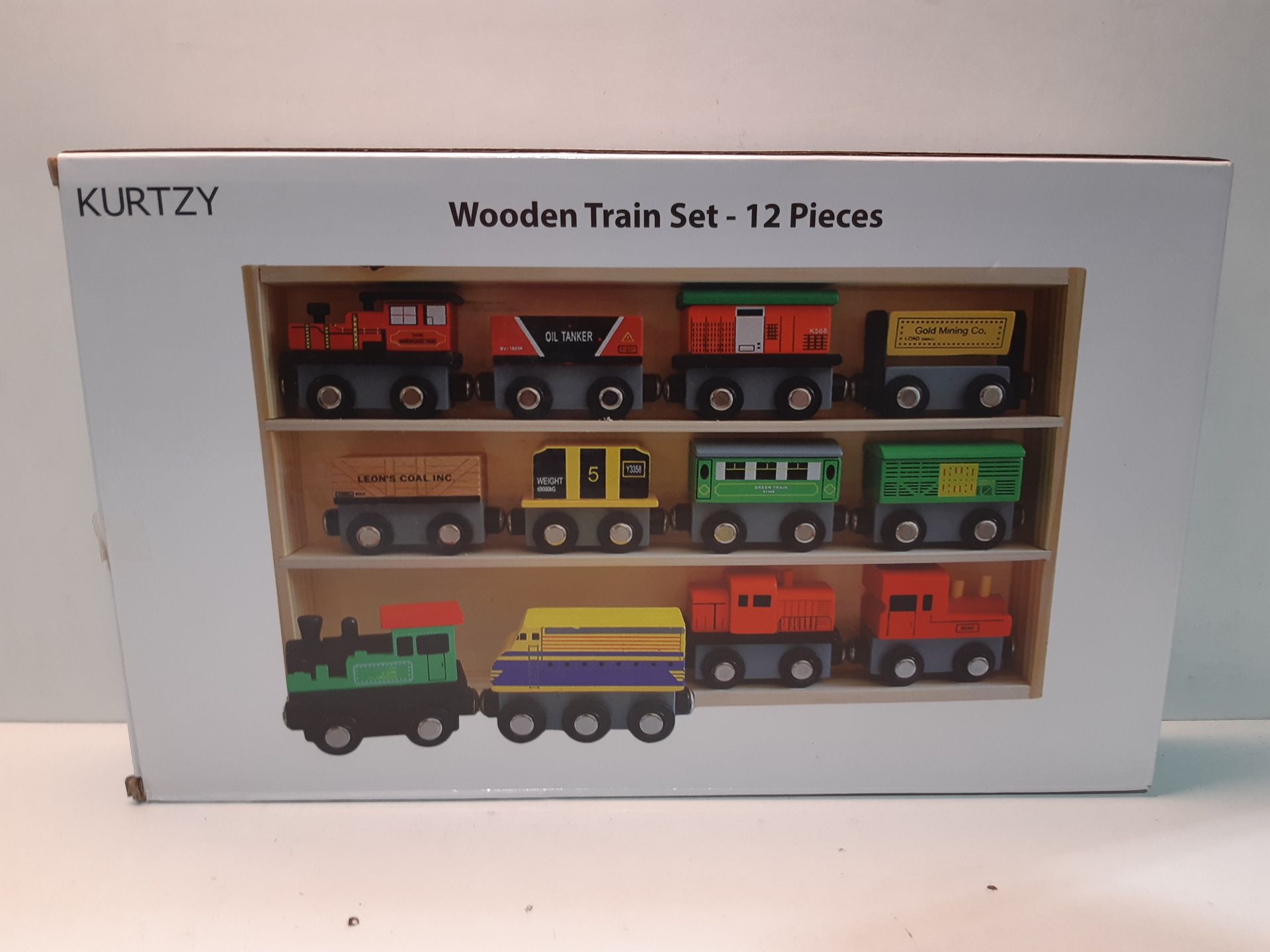 RRP £25.63 Kurtzy Wooden Magnetic Train Toy Set with Storage Box (12 Pack) - Image 2 of 2