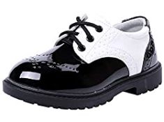 RRP £31.08 DADAWEN Boy's Lace-Up School Uniform Shoes Oxford Dress Shoes White 2 UK