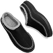 RRP £12.98 JIASUQI Mens Memory Foam Moccasin Slippers with Fuzzy