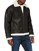 RRP £99.00 Leather Flying Jacket with Faux Fur Lining Aviator Bomber Style XL