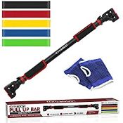 RRP £26.99 Pull Up Chin Up Bar for Doorway | with FREE Resistance Bands | No Screws