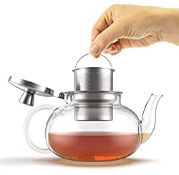 RRP £13.99 Verre Collection Glass Teapot Stovetop Compatible Kettle