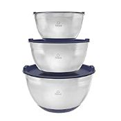 RRP £14.28 Stainless Steel Mixing Bowls with Lids